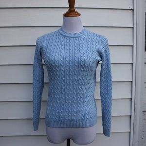 KAREN SCOTT cable knit powder blue sweater